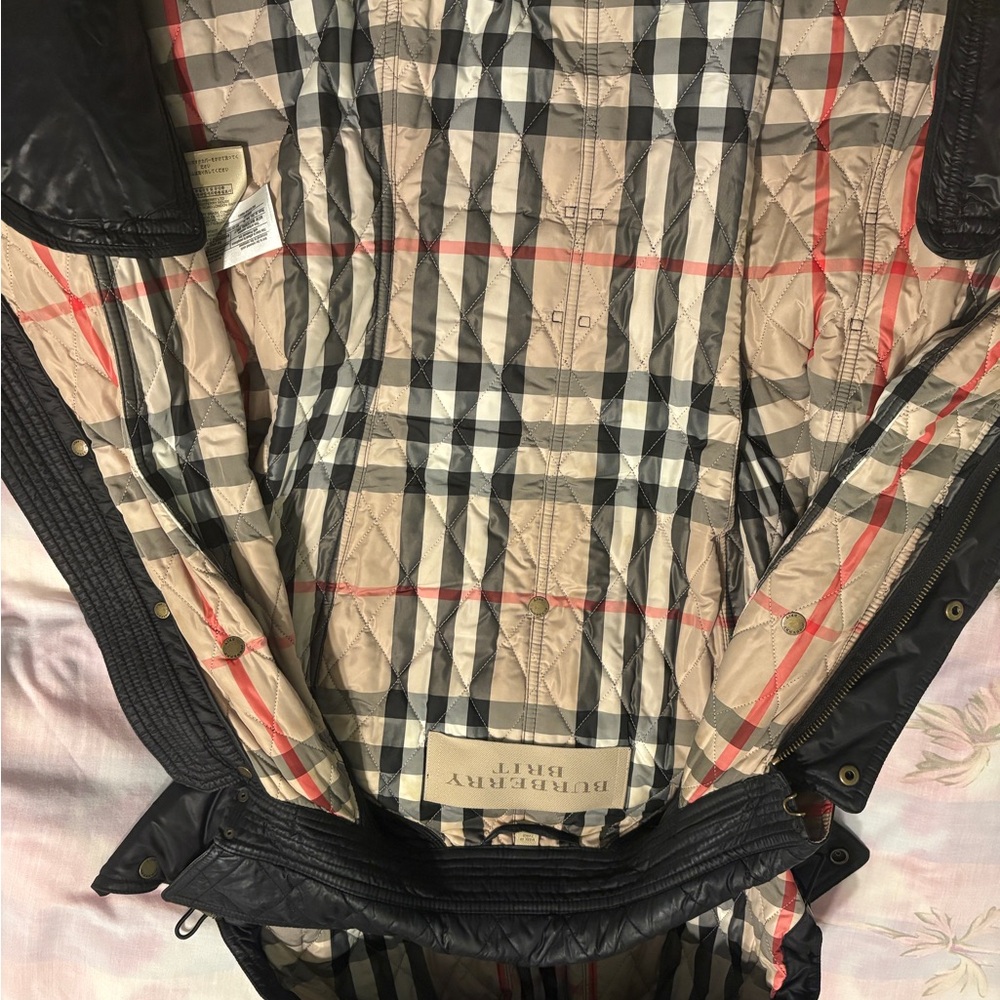 Burberry Quilted Plaid Jacket with Black Trim